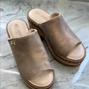 Karl Lagerfeld Tan Mules with Platform Sole